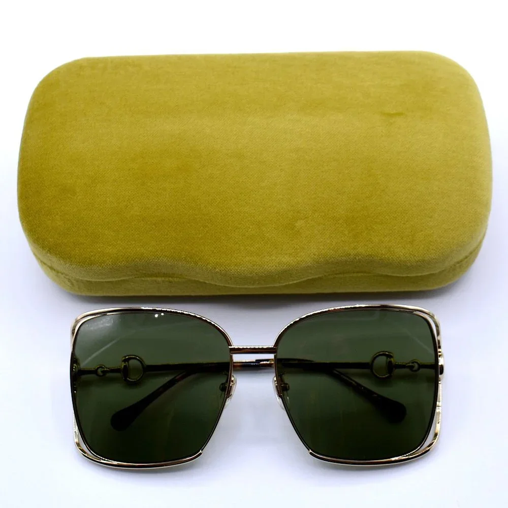 NEW GUCCI GG1020S 003 GOLD GREEN GRADIENT AUTHENTIC SUNGLASSES - Picture 14 of 14